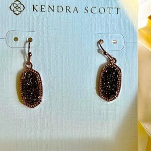 NWT Kendra Scott SUPER RARE Chocolate Drusy Lee Earrings Chocolate Metal WOW!